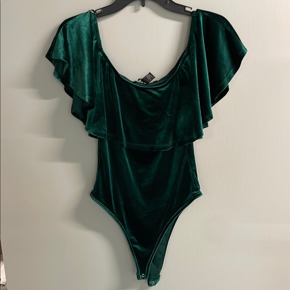 Glamorous Green Velvet Chemise with Plunging Neckline